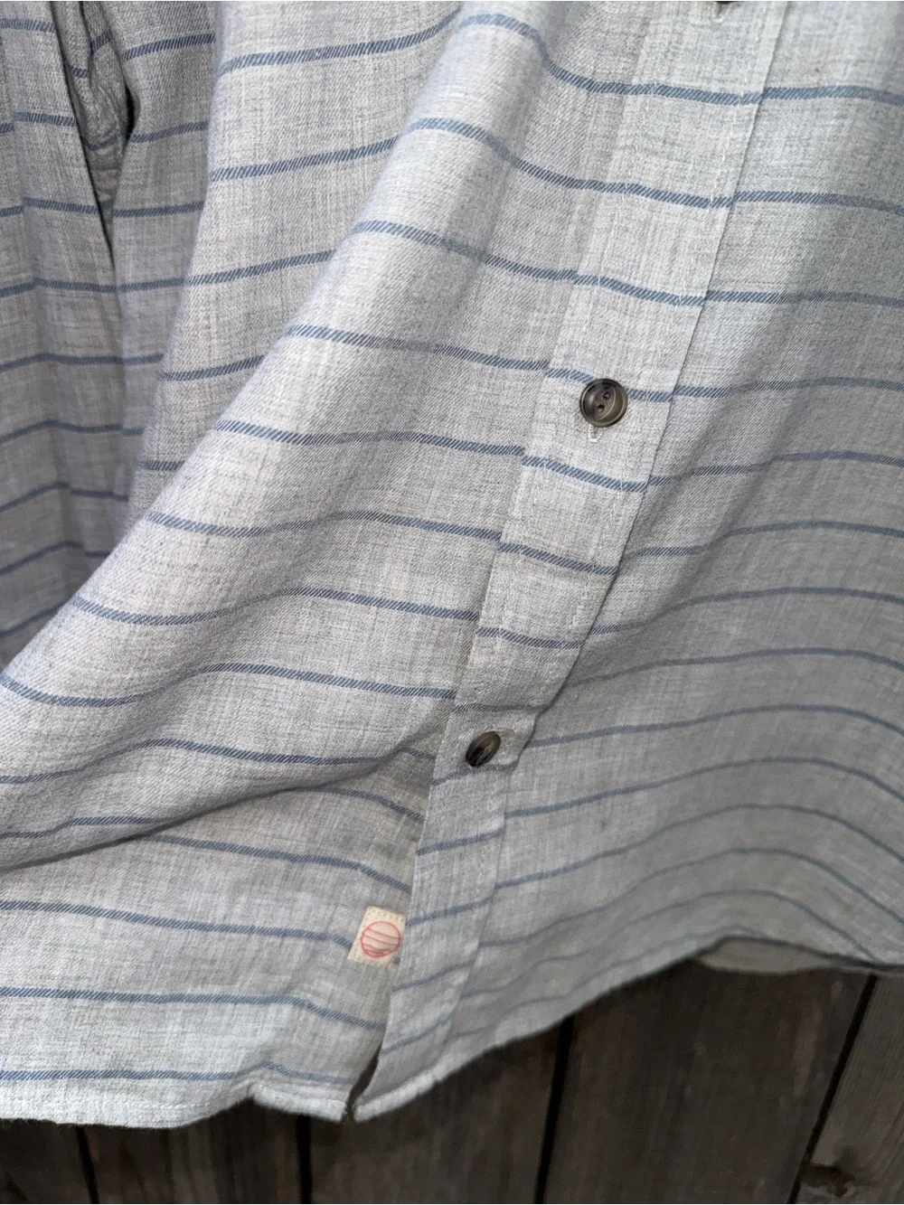 MARINE Layer Stripe Button Front Long Sleeve Shirt Size Large - Picture 7 of 7